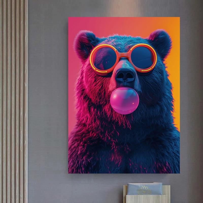 Кот Медведь Панда Ягуар Корова Кролик Тигр Животные Пускающие Пузыри Постер Принт Настенное Искусство Картины Холст Живопись Домашний Декор Подарок