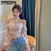 WTEMPO Y2K Floral Printed Blouses Women Tunic Chiffon Cropped Tops Spring Sweet Vintage Casual Holiday All-Match Girl's Shirts