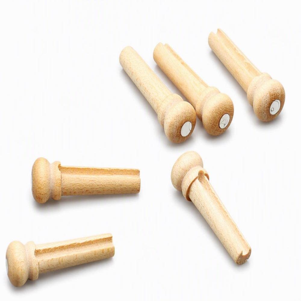 6PCS Wood Bridge Pin Replacement Wood Color Acoustic Guitar Pin Guitar Bridge Pin For Guitar