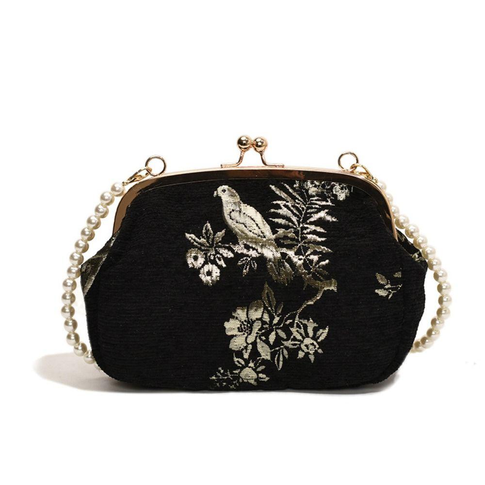 Холщовая сумка-ханфу с вышивкой, сумка-чеонсам на жемчужной цепочке, портативная сумка в китайском стиле, вечерняя