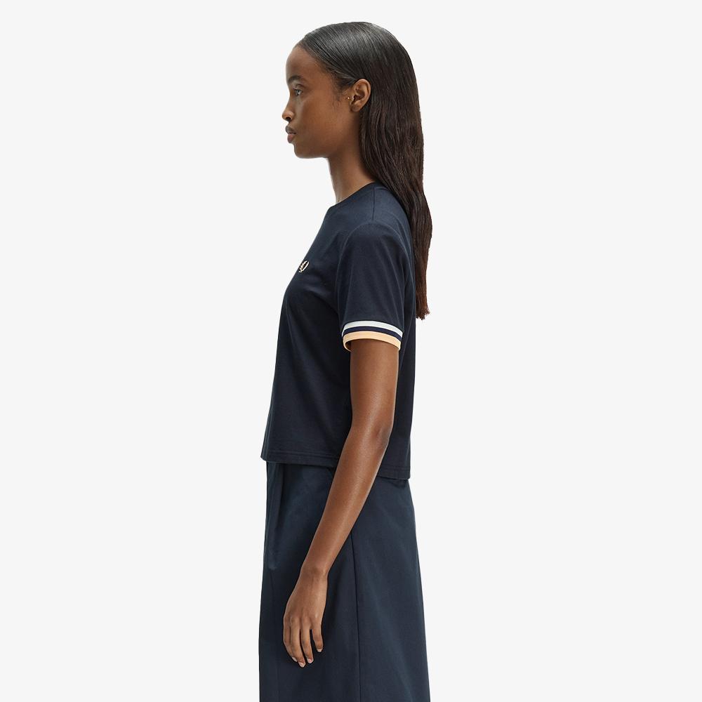 Fred Perry [Женская] Футболка с ярким воротником и манжетами - Темно-синяя Afpf2612179-608