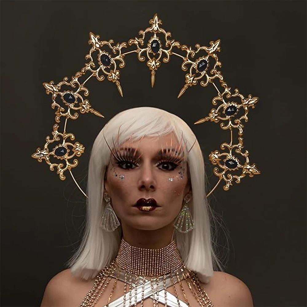 Luxury Goddess Glory Headwear Elegant Princess Tiara Trendy Baroque Hair Hoop Cosplay