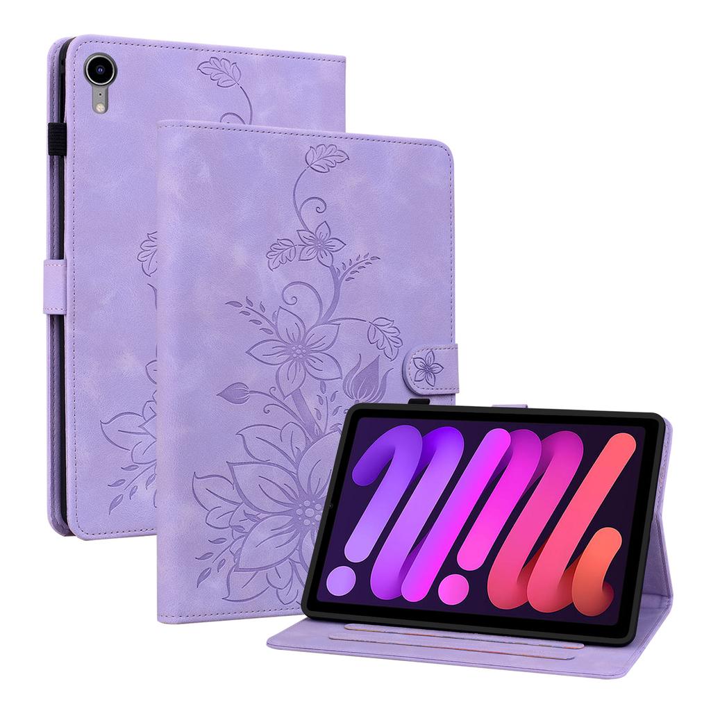 For Apple iPad Mini (2024) (Also Known As iPad Mini (A17 Pro)).PU Leather Exquisite Floral Embossed Design Tablet Case