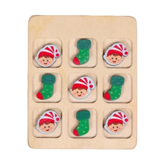 Christmas Wooden Board Game Santa Snowman Reindeer Tree Pieces 2 Player Mini Chess Board Puzzle Toy Party Classical Strategic Tabletop Game