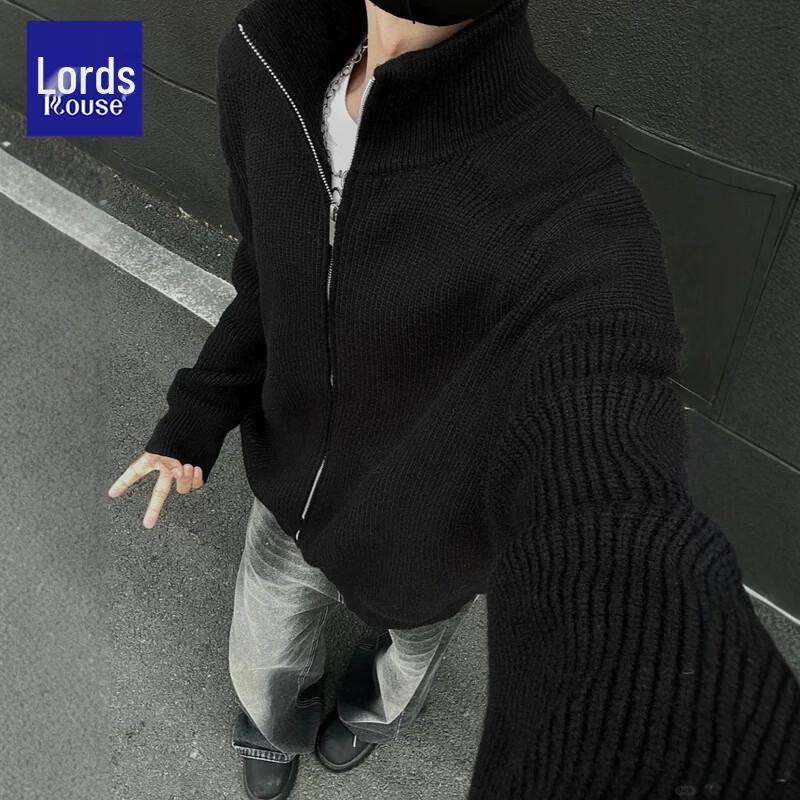 Мужской высококачественный вязаный кардиган Lords с молнией и воротником-стойкой