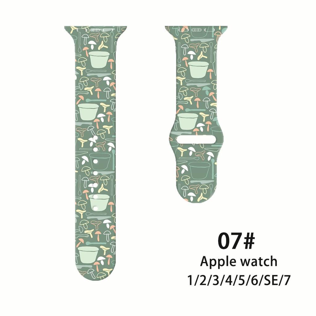 Ремешок Fresh Mori Printed Strap для Apple Watch S10 - мягкий силиконовый спортивный креативный сменный ремешок для iWatch 10/9/8/7/6/5/4/3/2/1/Se/Ultra/Ultra2 49 мм