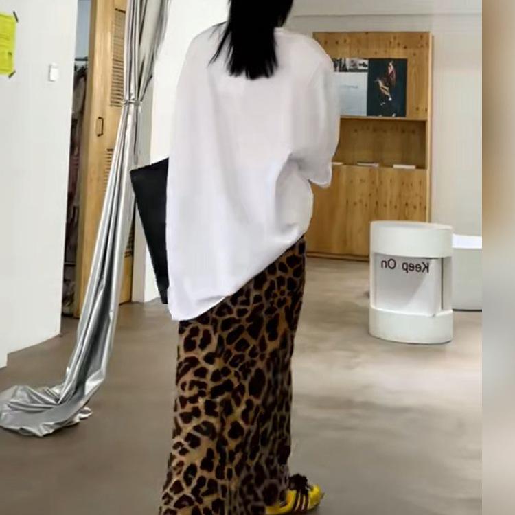 Весна/Лето 2026 Европейский и Американский Ретро Облегающий Юбка-Русалка с Высокой Талией и Леопардовым Принтом для Женщин