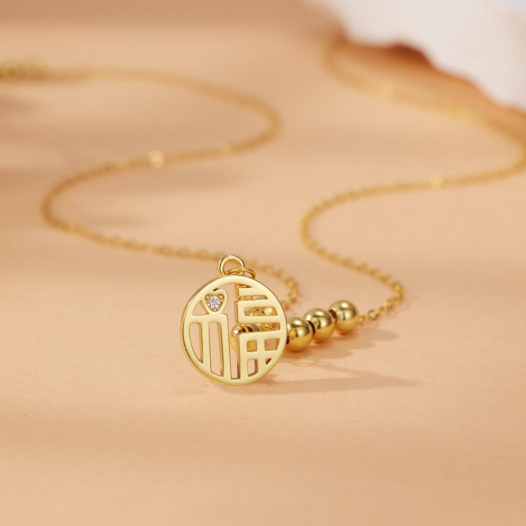 S925 Серебряное ожерелье бренда Fu с подвеской в виде персонажа Fu из шести бусин, цепочка с крестом, ниша, цепочка на ключицу, ювелирные изделия, мода