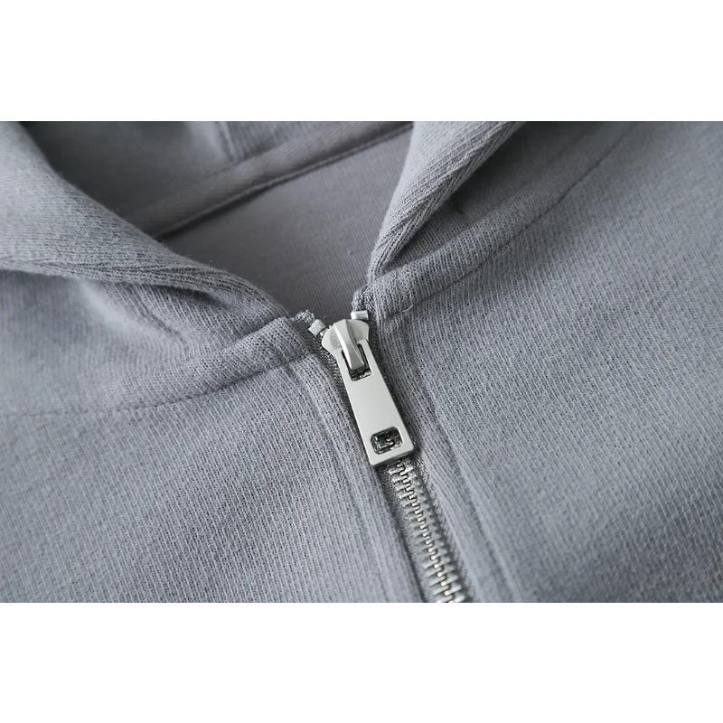 Осенняя мода Двойная молния Ленивый Повседневный свитшот с капюшоном Завязка Широкие брюки Костюм Ранняя осень Новый стиль