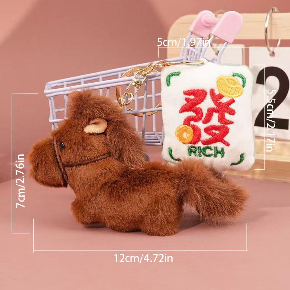 Magnetic Plush Horse Keychain Creative Cartoon Steed Keyring  Home Decoration