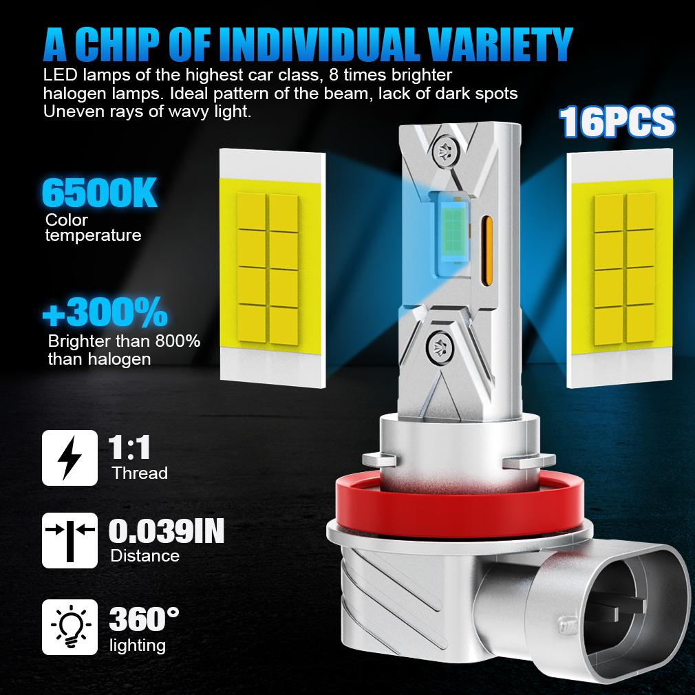 2 шт. Canbus H11 H8 светодиодные противотуманные фары 9006 HB4 9005 HB3 светодиодные медные трубки 16-ядерные чипы CSP автомобильные дневные ходовые огни 30 Вт 20000 лм автоматические дневные ходовые огни