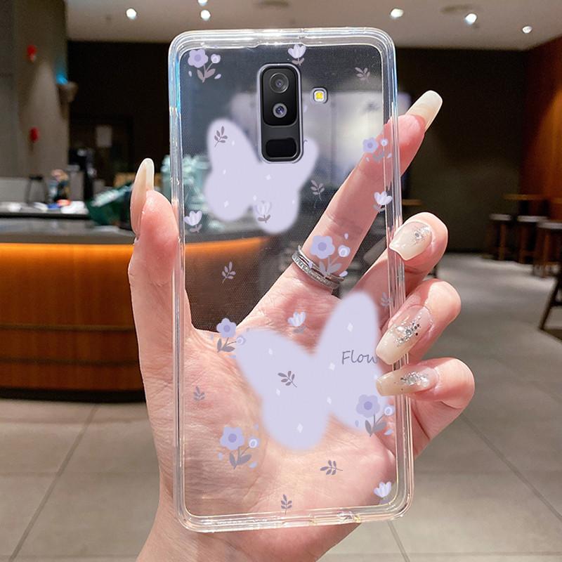 For Samsung A6+ A6 2018 SM-A605G A600F Back Cover For Samsung Galaxy A6 Plus 2018 Case Clear Fashion Butterfly Flower Phone Case