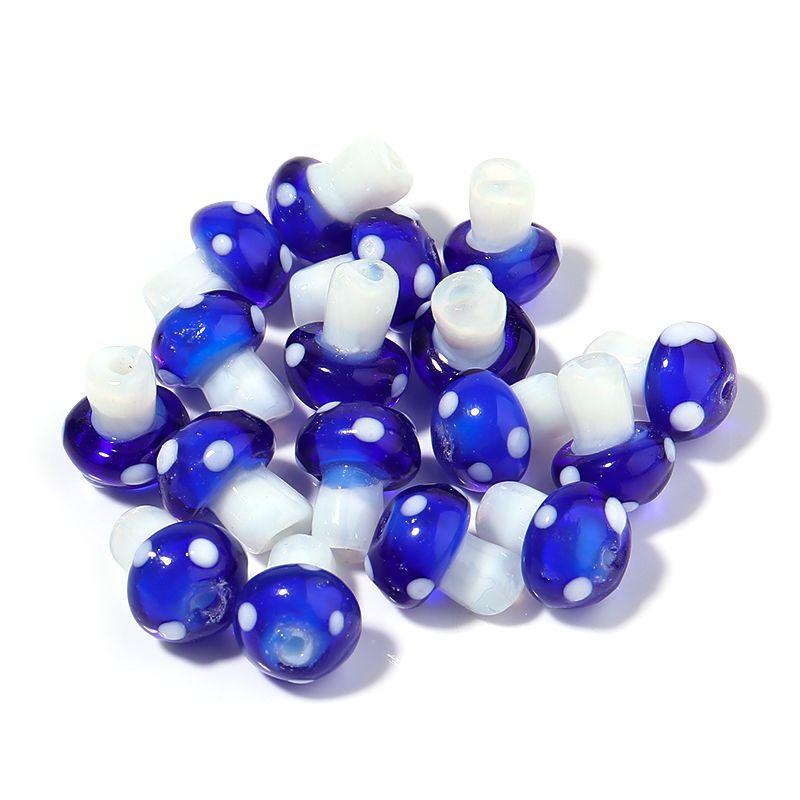 10pcs/lot Colourful Lampwork Beads Cute Mushroom Shape Loose Glass Beads For Jewelry Making DIY Craft Necklace Bracelet Findings