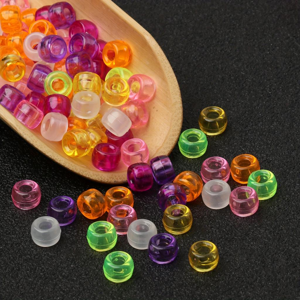 100 шт./пакет 6x9 мм бусины пони оптом, прозрачные бусины пони для набора для изготовления браслетов, бусины канди, бусины для волос для кос, бусины для рукоделия для изготовления ювелирных изделий