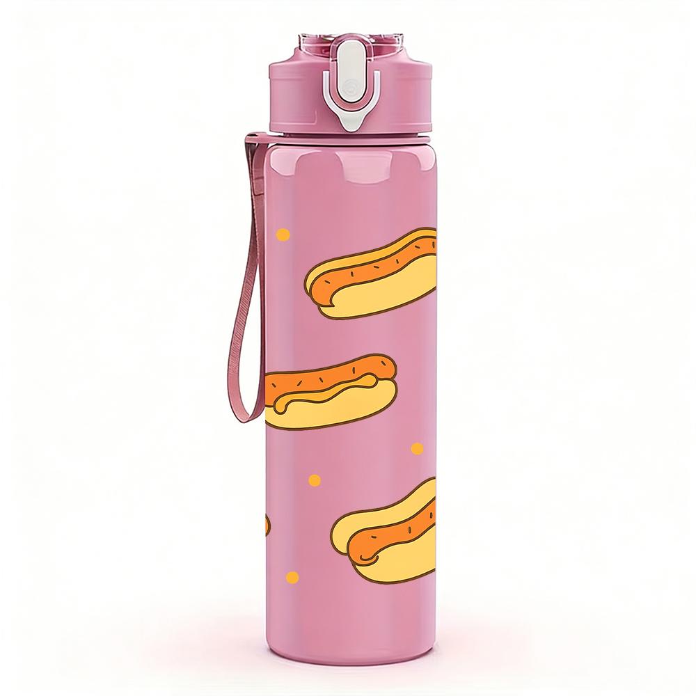 1PC Multiple Cream Croissant Pastry 750ml Color Plastic Sports Water Bottle Leakproof Flip Straw Lid For Sports Office Home Use