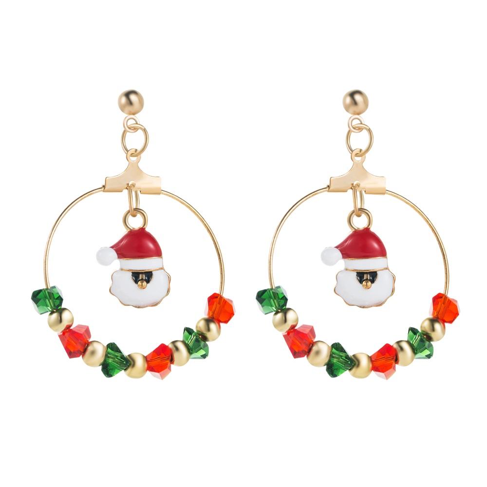 Рождественская серия сережек 2024 года, серьги с геометрическим узором в форме рождественской елки Санта-Клауса, модные и игривые серьги
