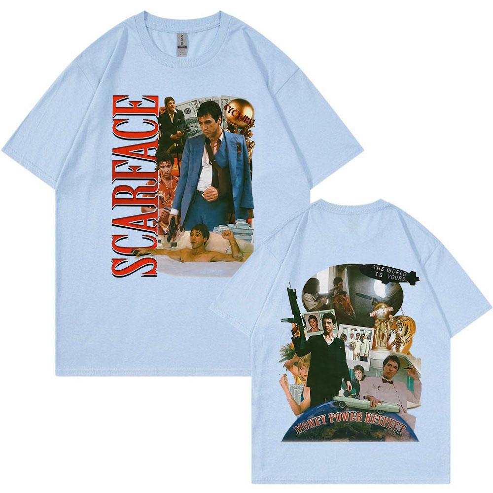 Винтажная футболка 90-х годов «Лицо со шрамом» из фильма Аль Пачино, Тони Монтана, двусторонние футболки с графическим принтом, большие футболки в стиле хип-хоп, панк, уличная одежда