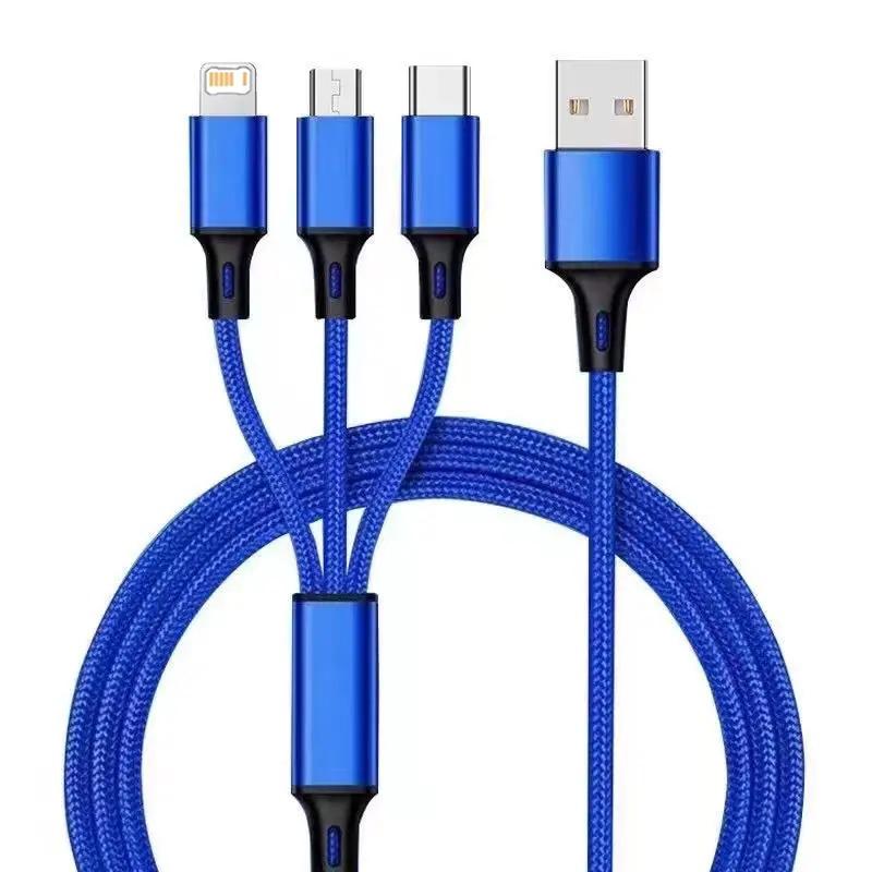 3 в 1 Micro USB Type C кабель для быстрой зарядки, многопортовый микрокабель для быстрой зарядки iPhone 16 15 14 XS Xiaomi Samsung USB C кабель
