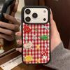Чехол для телефона с вышивкой милых животных и красной клеткой для iPhone 17promax 17pro 16 15 14 Pro Max, милый противоударный чехол