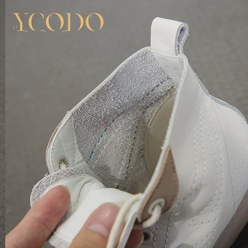 Женская весенне-осенняя женская обувь из воловьей кожи с мягкой подошвой в рубчик, высокие нескользящие туфли на плоской подошве для беременных