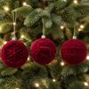 Break-Resistant Flocked Christmas Balls Ornaments 8 CM Red Tree Hangable Bauble Set  Window Display