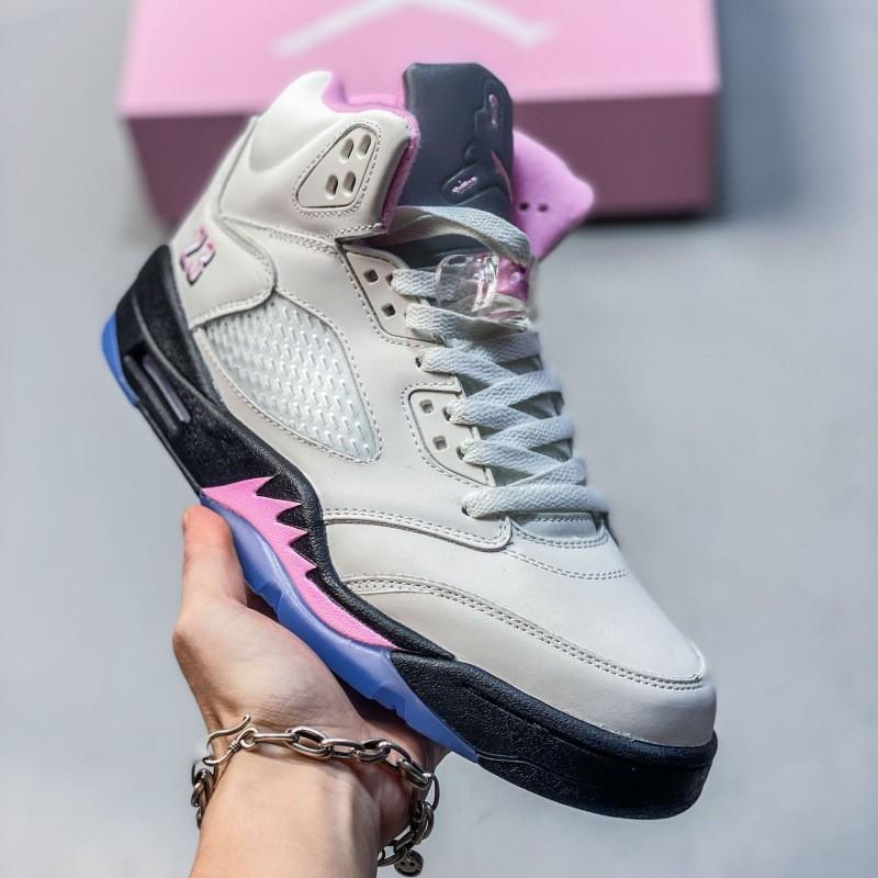 Air 5 Tokyo White Pink NY Oregon Collaboration Reflective Basketball Sneakers Unisex High Top