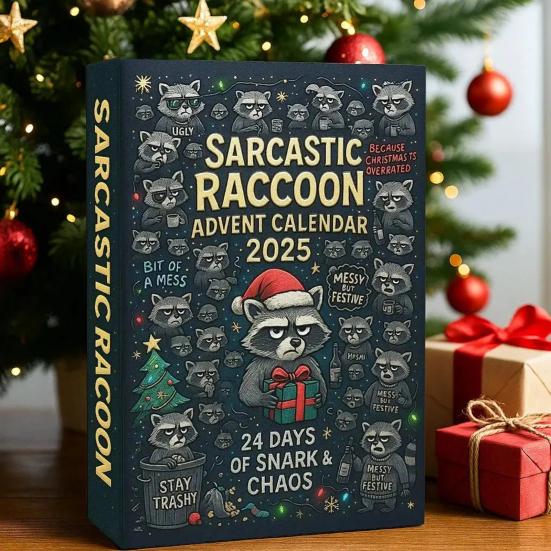 Sarcastic Raccoon Advent Calendar 2025 24 Days Christmas Countdown Calendars with 24 Humor Jokes