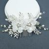 Хрустальная свадебная расческа для волос со стразами, расчески для невесты, белый цветок, боковые расчески для волос, головной убор в виде листа, свадебные аксессуары для волос для женщин и девочек
