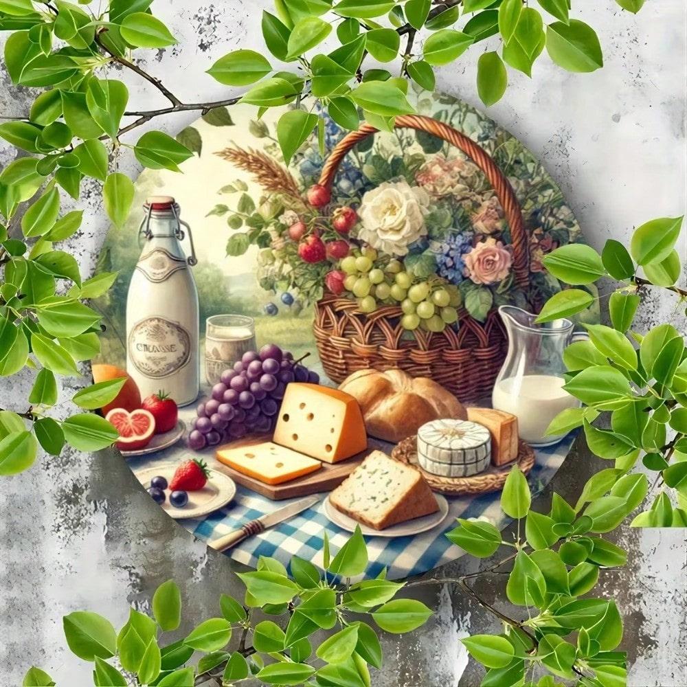 Винтажное Металлическое Настенное Искусство для Кухни Декор в Рустикальном Стиле Винная Корзина Алюминиевая Жестяная Вывеска