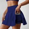 Solid Color Sports Skorts with Phone Pocket Tennis Golf Yoga Active Skirts