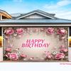 2D Rose Crystal Happy Birthday Backdrop Elegant Floral Birthday Background for Women