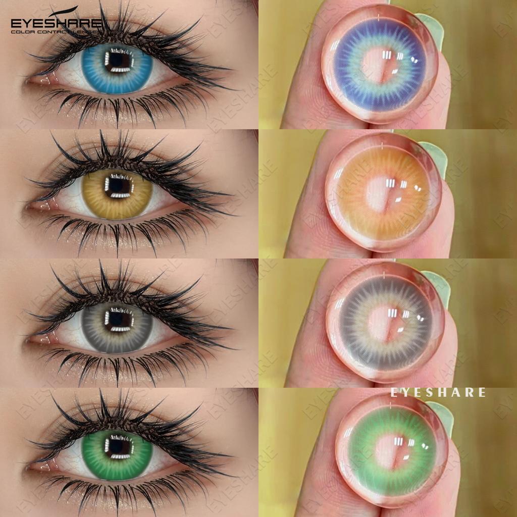 Eyeshare Colored Contact Lenses Bright Blue Fashion Contact Lenses Brown and Yellow Colored Lenses Gray Natural Lenses Colored Lenses 1 Pair