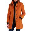 Ladies' Casual And Fashionable Solid Color Button Up Collar Woolen Coat
