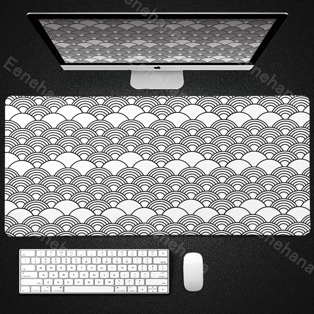 Japanese Art Waves Large Mousepad Black White Simplicity Mouse Pad Gamer Keyboard Mat Xxl Office Desk Mats Pc Extended Pads