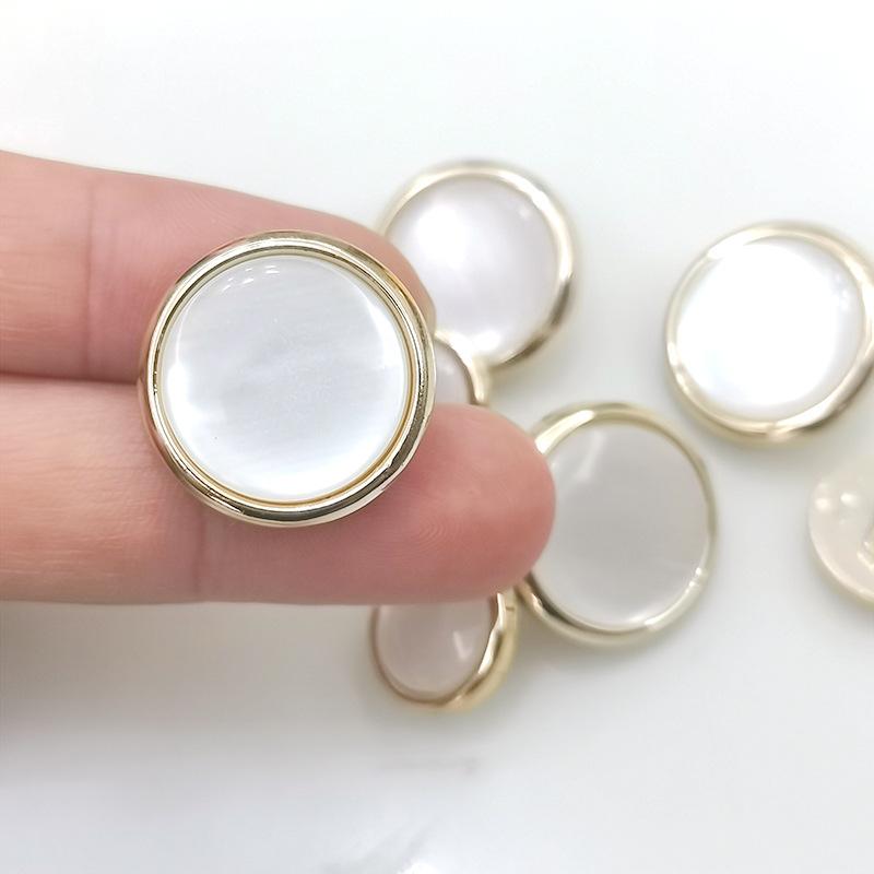 10PCS Beautiful Shank Buttons Round Gold Color Pearlized Shank Buttons Woman's Blouse Coat Clothes Accessories