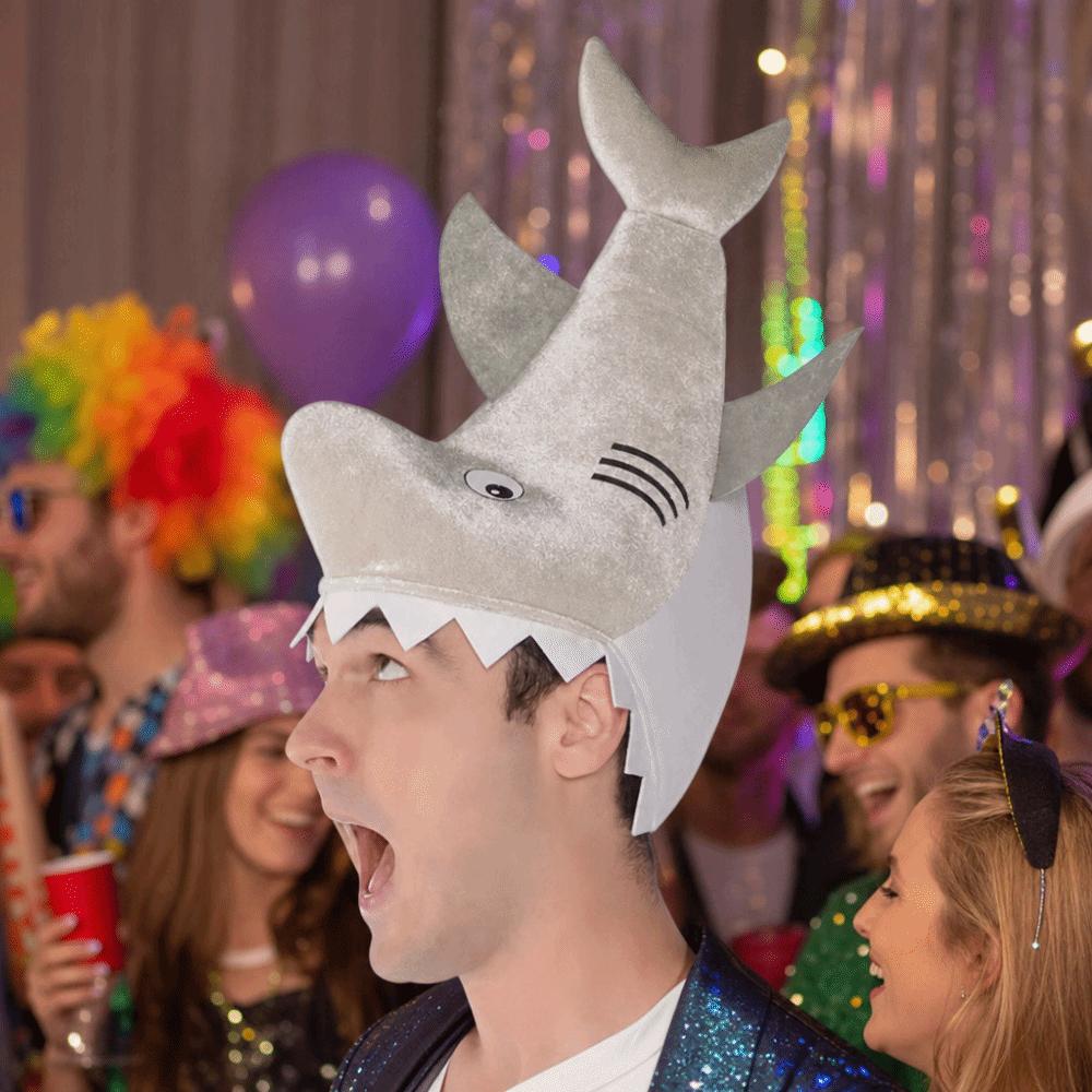 Creative Shark Party Hat Cartoon Plush Animal Cap Costume Accessories Shark Head Cover Photo Props