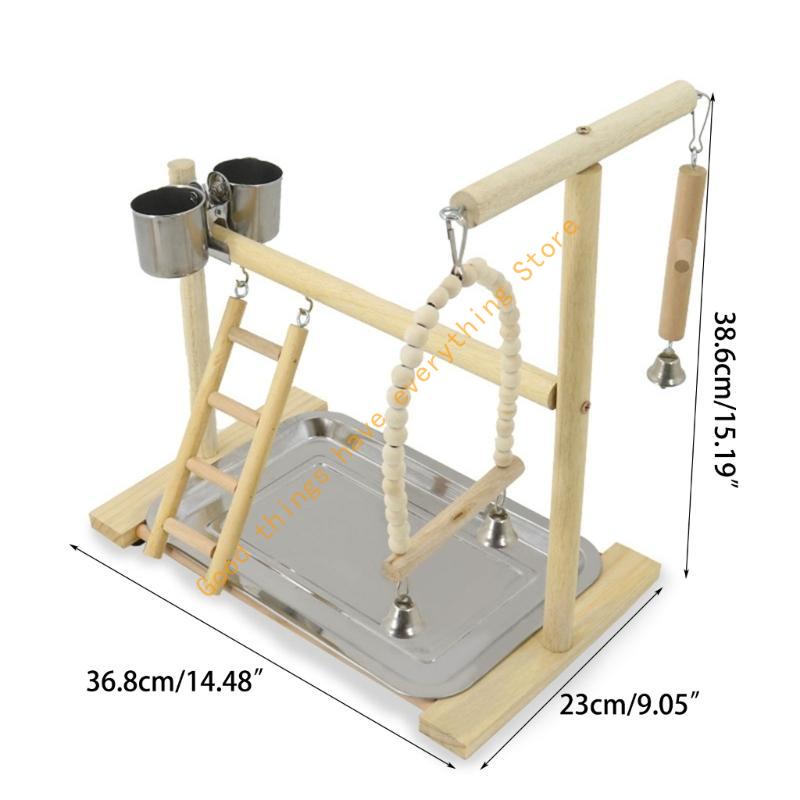 Bird Perch Parrots Stand Cockatiel Playstand Toy with Swing Ladder Chew Toy 55KF