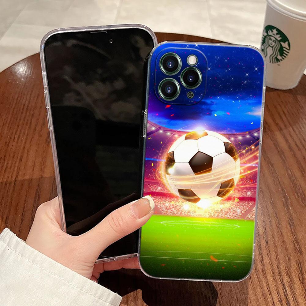 Fire Football Case For Apple iPhone 17 16 15 14 13 12 11 Pro Max 16 Plus 16E 17Air 17Pro Phone Cover Soccer Ball Silicone Funda