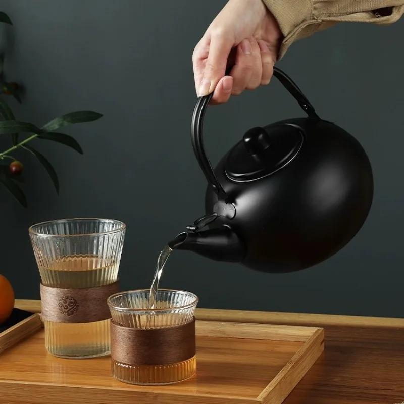 Чайник из нержавеющей стали Утолщенный Чайник большой емкости Кипятить чай Заваривать чай Ресторан Отель Дом Кемпинг Чайник