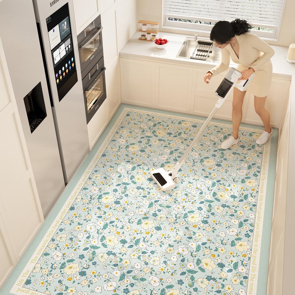 Современный простой кухонный коврик для пола ПВХ кожа водонепроницаемый маслостойкий ковер большой цветочный противообрастающий коврик для балкона Tapete De Cozinha