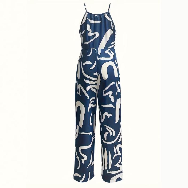 Women's Summer Print Suspenders Jumpsuit