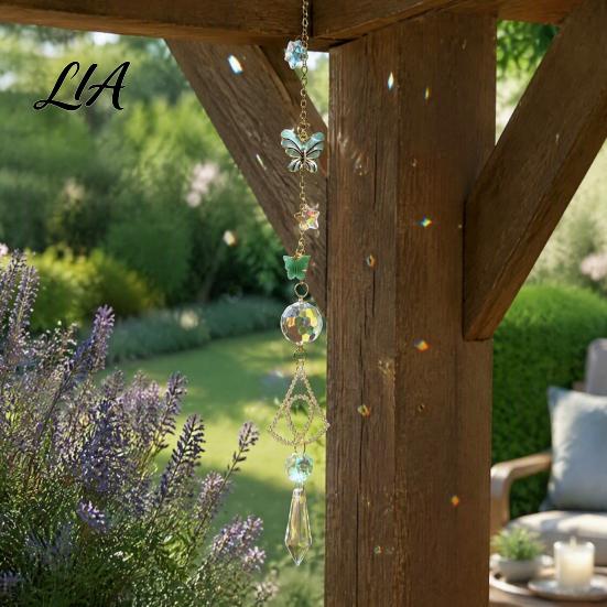 Sophisticated Courtyard Ornament Butterfly Crystal Suncatcher Wind Chime, Rainbow Maker Prism Hanging Ornament, Elegant Room Decor Indoor Outdoor