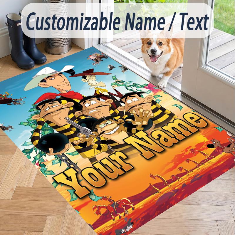 Custom Text Lucky Luke Pattern Floor Rug Soft Indoor Carpet Mat Living Room Bedroom