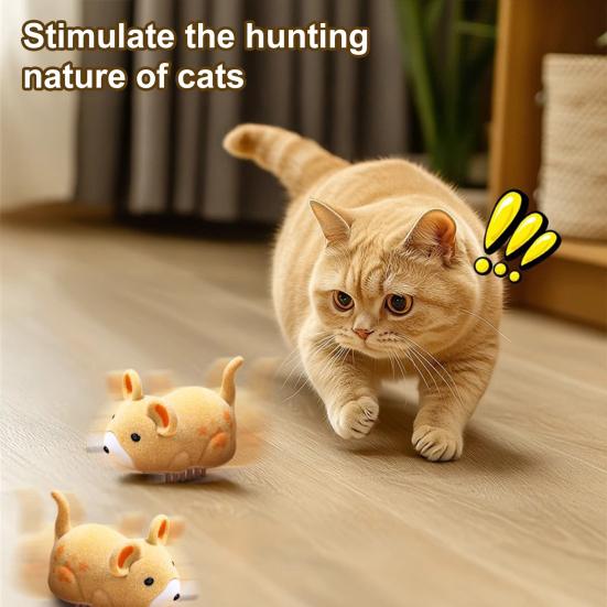 Electric Fake Rat Cat Toy Interactive Electronic Realistic Plush Mouse Toy Automatic Moving Kitten Self Play Exercise Toy for Indoor Cats