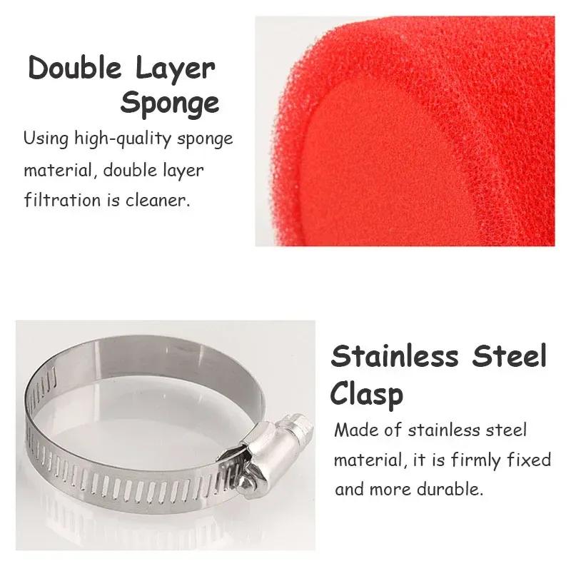 35/38/40/42/45/48/50mm Air Filter Black/Red Double Sponge Filter Cleaner Off Road Motorcycle ATV Beach Dirt Pit Bike Accessories