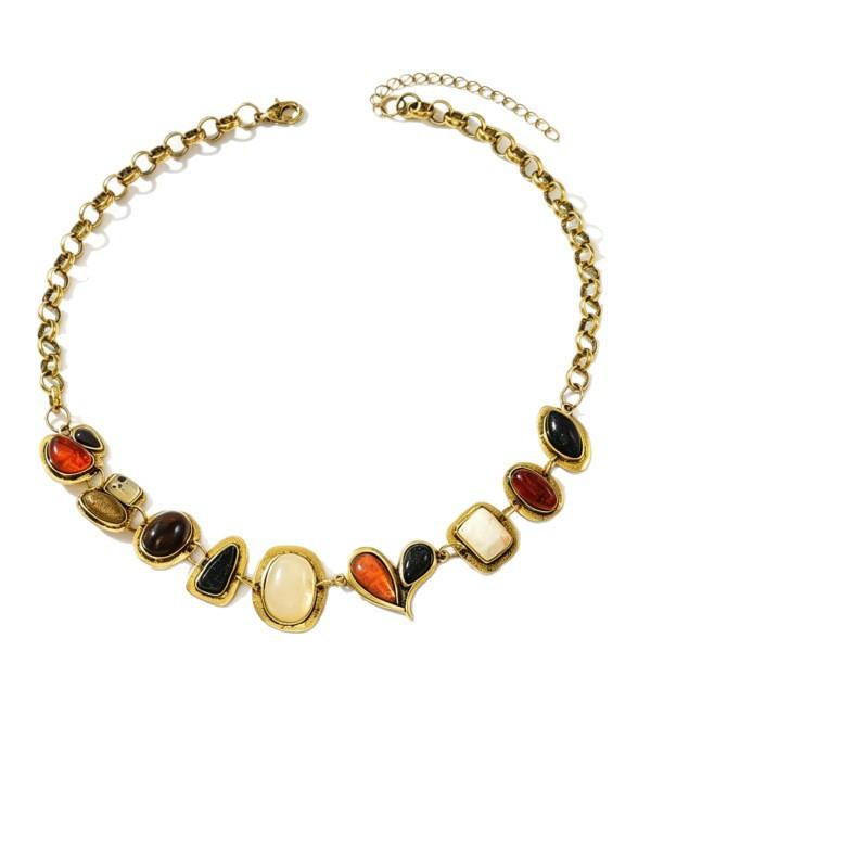 Popular retro niche stone necklace bracelet irregular personality cyberpunk design sense accessories