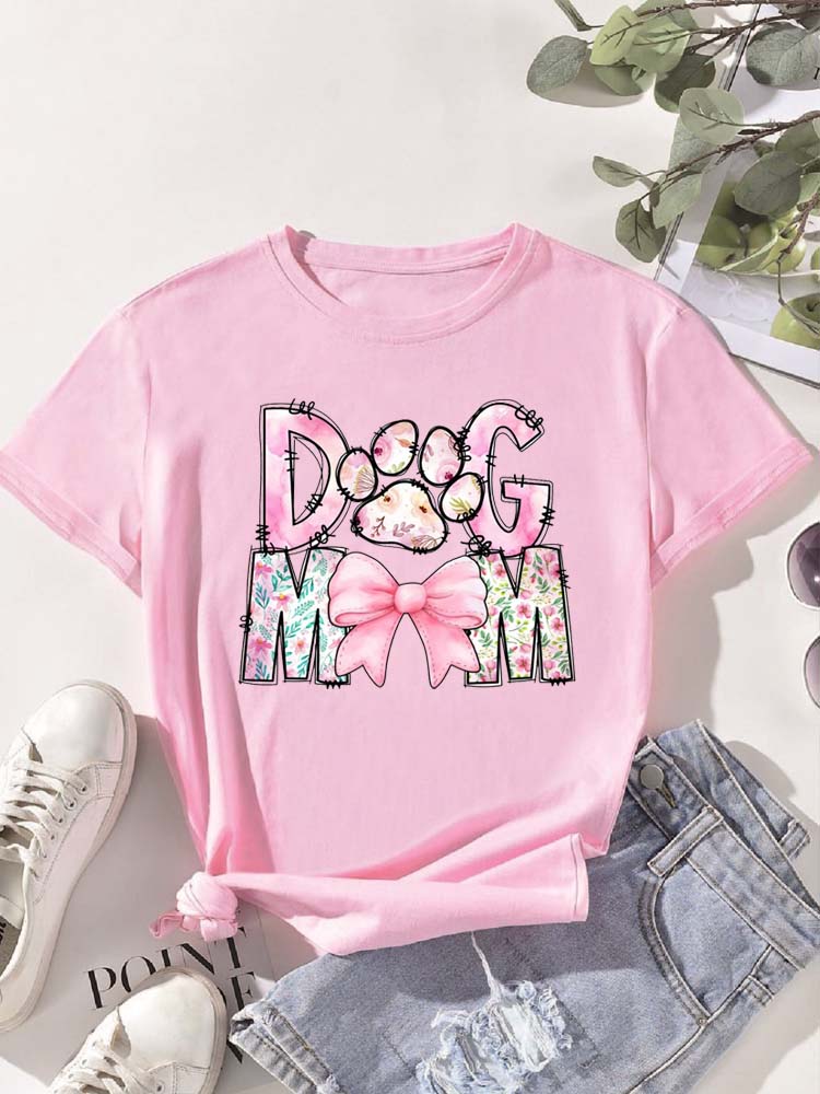 Трендовые женские футболки с принтом «Trend Dog Mama», модные футболки с мультяшным графическим принтом, одежда, женская футболка, короткий рукав, повседневные футболки