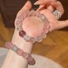 Розовый аметист и персиковый цветущий кристалл Браслет с полупрозрачным конским волосом - Счастливый подарок для женщин