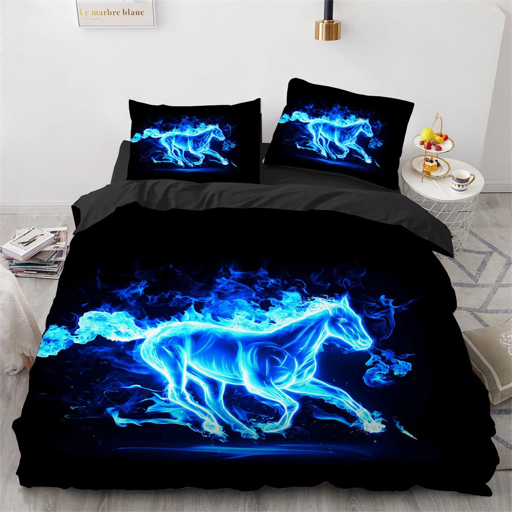 Комплект постельного белья «Конь», «Огонь, вода, лошадь, дикие животные», комплект постельного белья «Дикая природа», размер King Full Size для детей, мальчиков, девочек, подростков