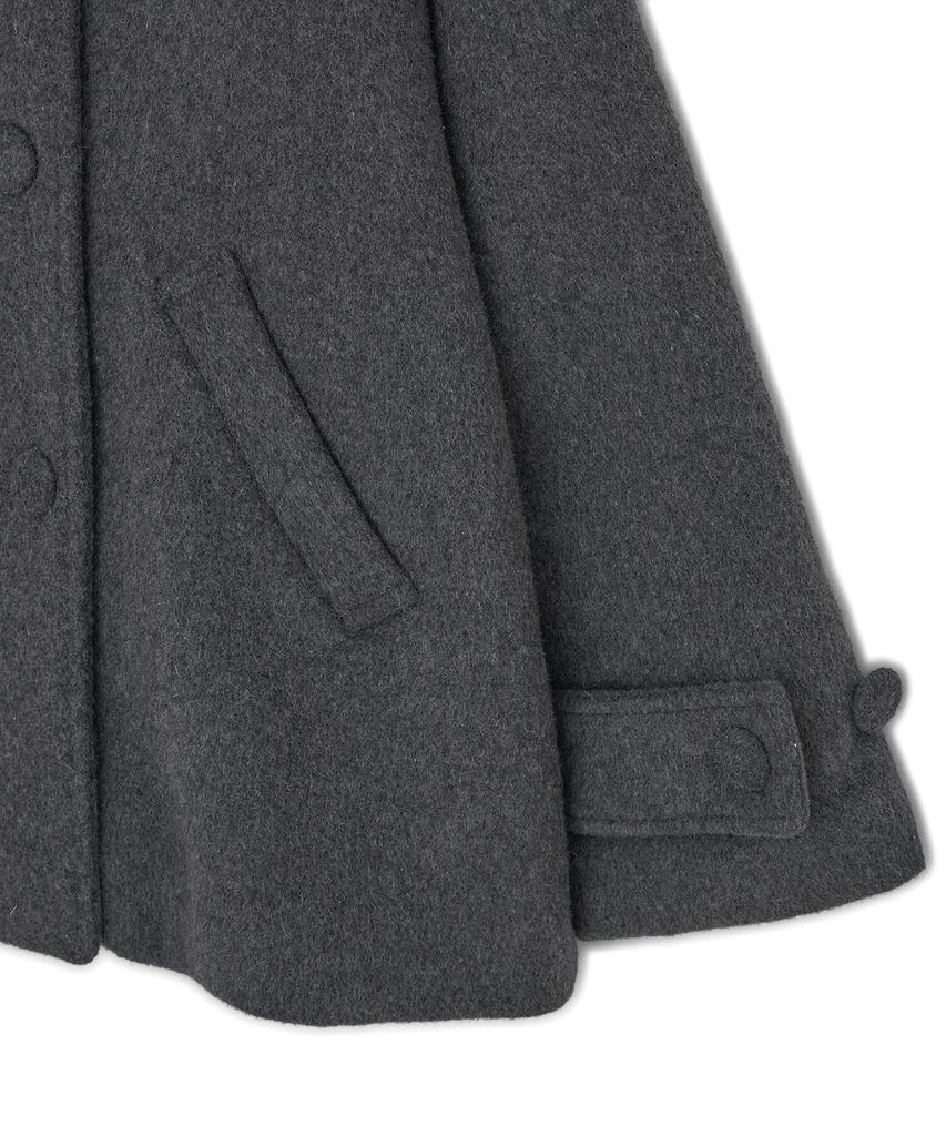 HUG YOUR SKIN Hooded Half Coat (Charcoal)